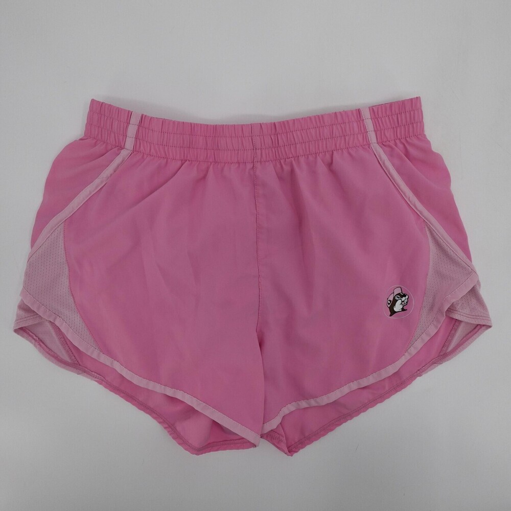 Buc-ee's Shorts Womens Small Pink Lined Running Drawstring Mesh Athletic Logo